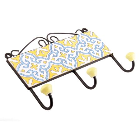Yellow And Turquoise Floral Tiles Hooks Online